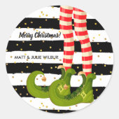 Sticker Rond Jambes elfes sur bandes noires et blanches PETITES (Devant)