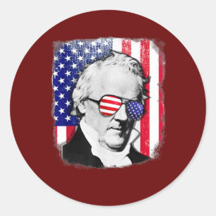 Sticker Rond James Buchanan drapeau américain 4 juillet