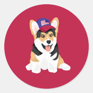 Sticker Rond James The Red Headed Tricolor Corgi, quatrième jui
