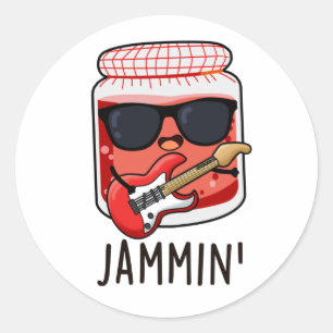 Sticker Rond Jammin Funny Rocker Jam Pun