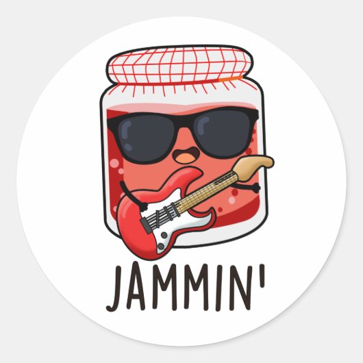 Sticker Rond Jammin Funny Rocker Jam Pun (Devant)