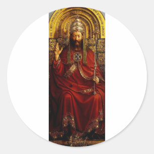 Sticker Rond Jan van Eyck Dieu le Père sur un Trône Beaux-Arts