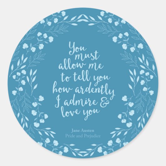 Sticker Rond Jane Austen Fierté et préjugé Amour floral (Devant)