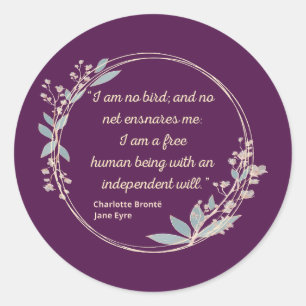 Sticker Rond Jane Eyre Citation II - Style mignon