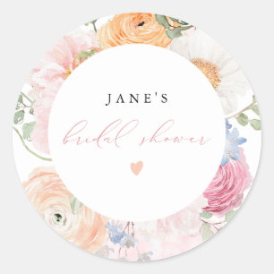 Sticker Rond JANE Fleurs Florales Roses & Prosecco pour l'Enter