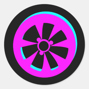 Sticker Rond Jante de voiture de course néon rose noir