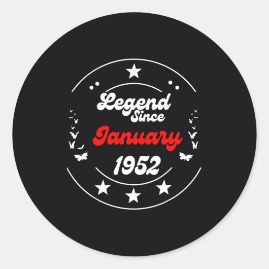 Sticker Rond January 1952 Birthday Legend Man Boy Since January (Devant)