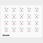 Sticker Rond Janvier Fille Yeux mignonnes lèvres rouges Wink An (Feuille)