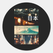 Sticker Rond Japan Street Mountain Collage Nihon Japanese Men W (Devant)