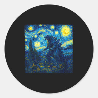 Sticker Rond Japanese Monster Kaiju Van Gogh Starry Night 