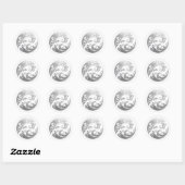 Sticker Rond Japanese Wave & Hibiscus Silver (Feuille)