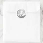 Sticker Rond Japanese Wave & Hibiscus Silver (Sac)