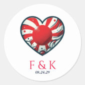 Sticker Rond Japon Mariage de coeur couple (Devant)