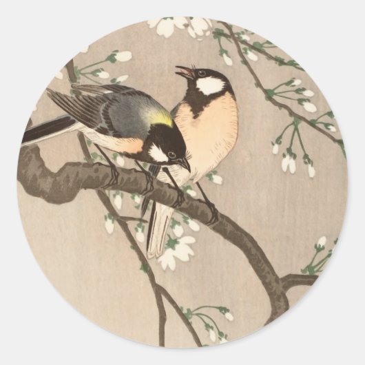 Sticker Rond Japonais Asiatique Koson Bird Chickadee Songbird (Devant)