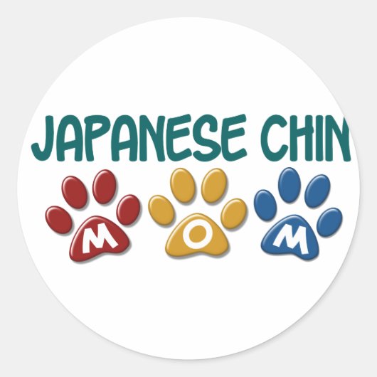 Sticker Rond JAPONAIS CHIN Maman Empreinte de patte 1 (Devant)