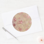 Sticker Rond japonais feuille d'érable damassé or rose élégant (Enveloppe)