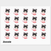 Sticker Rond Japonais Geisha Doll - série buns (Feuille)