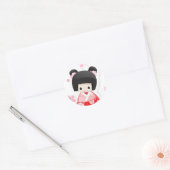 Sticker Rond Japonais Geisha Doll - série buns (Enveloppe)