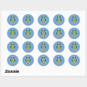 Sticker Rond Japonais Kappa Yokai (avec des concombres !) (Feuille)