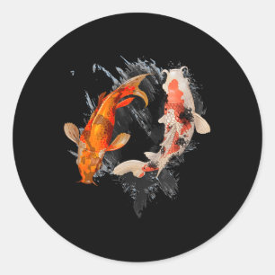 Sticker Rond Japonais Koi Fish I Koi Carp Pond Japon Tattoo
