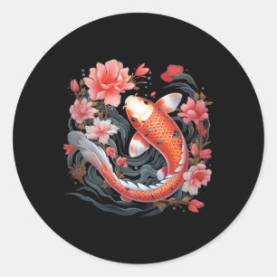 Sticker Rond Japonais Koi Fish Nishikigoi Fish Blackboard