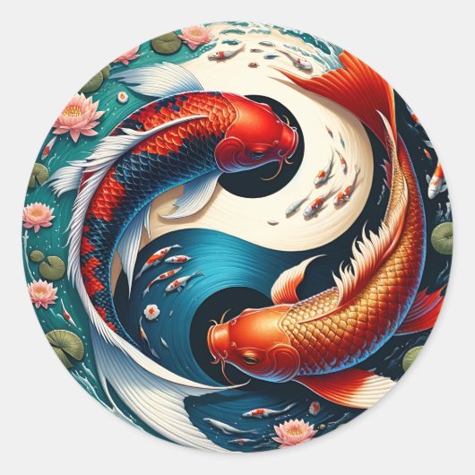 Sticker Rond Japonais Koi Fish Yin Yang (Devant)