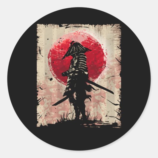 Sticker Rond Japonais Samurai Fighter (Devant)