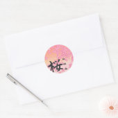 Sticker Rond japonaise Kanji Calligraphie Sakura (Enveloppe)