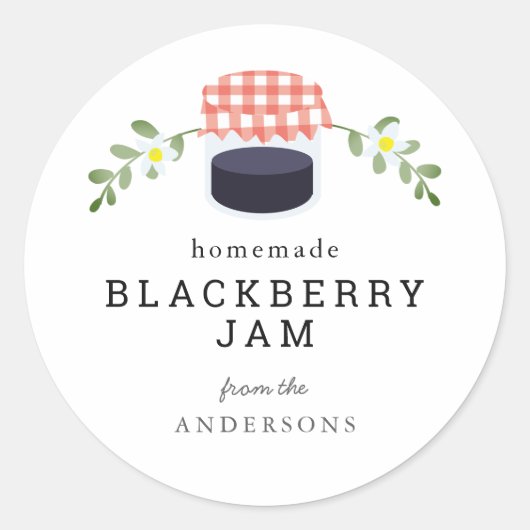 Sticker Rond Jar à confiture de Blackberry fait maison (Devant)