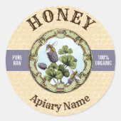 Sticker Rond Jar de miel d'abeille et de cabot (Devant)