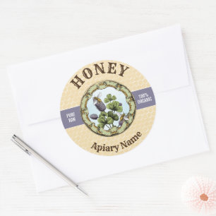 Sticker Rond Jar de miel d'abeille et de cabot