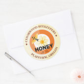 Sticker Rond Jar moderne d'ivoire d'abeille et de fleur (Enveloppe)