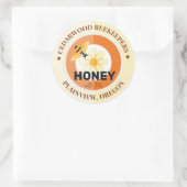 Sticker Rond Jar moderne d'ivoire d'abeille et de fleur (Sac)