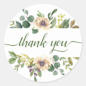 Sticker Rond Jardin Anemone Merci vert Floral Chic Boho (Devant)