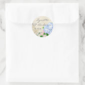 Sticker Rond Jardin anglais, bleu et rose Hydrangeas aquarelle (Sac)