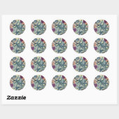 Sticker Rond Jardin aux fleurs aquarelles (Feuille)