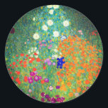 Sticker Rond Jardin aux fleurs Gustav Klimt<br><div class="desc">Stickers représentant le Jardin aux fleurs peint à l’huile de Gustav Klimt (1906). Un beau jardin de fleurs violettes,  rouges,  blanches,  bleues et oranges. Un grand cadeau pour les amateurs d'art Art Nouveau et autrichien.</div>