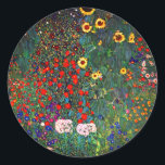 Sticker Rond Jardin aux fleurs Gustav Klimt<br><div class="desc">Stickers avec peinture à l’huile de Gustav Klimt Jardin avec tournesols (1907). Un beau jardin de tournesols et de belles fleurs bleues,  rouges,  violettes,  roses et blanches. Un grand cadeau pour les amateurs d'art Art Nouveau et autrichien.</div>