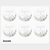 Sticker Rond Jardin bleu Dusty Merci Mariage Floral (Feuille)