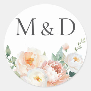Sticker Rond Jardin botanique Ressorts floraux Initiales Mariag