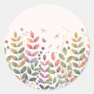 Sticker Rond Jardin d'automne avec Mariage de libellules