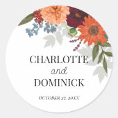 Sticker Rond Jardin d'automne de Bourgogne Mariage floral (Devant)