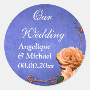 Sticker Rond Jardin de campagne mariage bleu orange