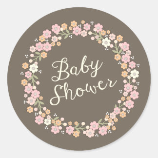 Sticker Rond Jardin de charme Floral Wreath Girl Baby shower