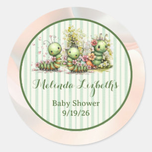 Sticker Rond Jardin de Chenille Mignon Fête de Bébé