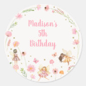 Sticker Rond Jardin de fées magique Floral Anniversaire (Devant)