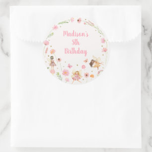 Sticker Rond Jardin de fées magique Floral Anniversaire