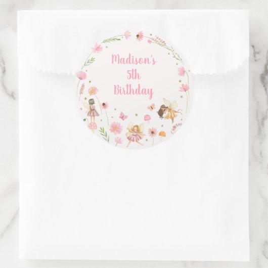 Sticker Rond Jardin de fées magique Floral Anniversaire (Sac)