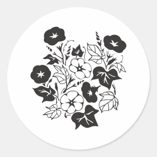 Sticker Rond Jardin de fleurs du matin BW I (Devant)