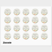 Sticker Rond Jardin De Fleurs Mariage Merci Favoriser (Feuille)